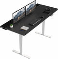 VIVO Electric 71 x 30 in Standing Adjustable Gaming Desk with Hidden Cable Trays, Full-Size Mouse Pad, Holds 220 lbs, Black Top White Frame, DESK-KIT-1W6-P3B-71