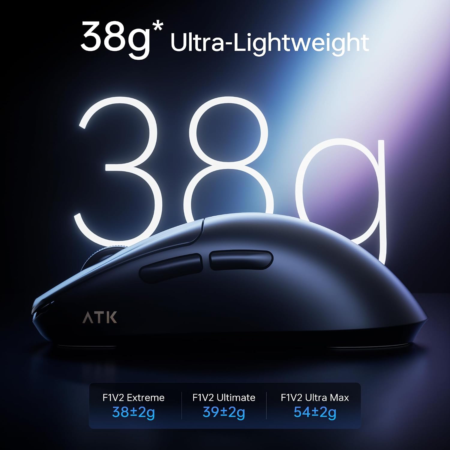 ATK Blazing Sky F1 V2 Wireless Gaming Mouse, 38 g, PAW3950 Ultra Sensor, Nordic 54L20 MCU, Optical Switches, Dual 8K, Dual-Mode 2.4G/Wired, 200H Battery (Extreme, LEVIATAN Collab)
