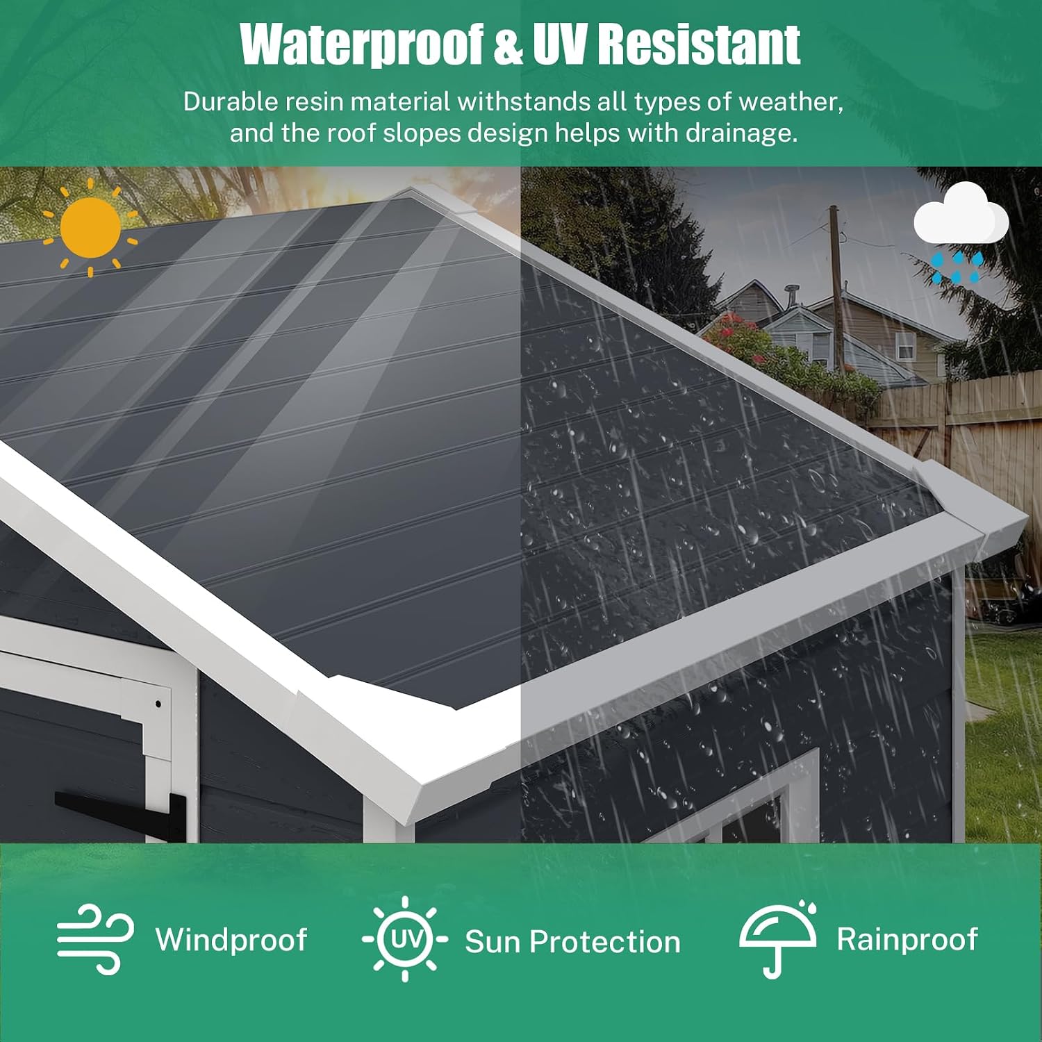 Seizeen 6x4.4ft Resin Shed with Floor, Waterproof Outdoor Plastic Shed w/Lockable Doors, Window & Vents, Outdoor Storage Shed for Storing Lawn Mower, Patio Furniture, Tools, Bike (Dark Gray)
