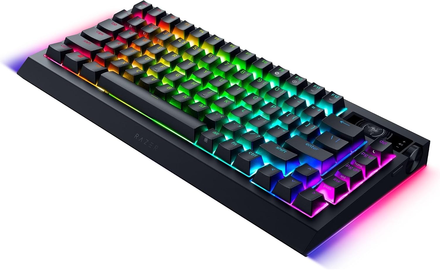 Razer BlackWidow V4 Pro 75% Wireless Gaming Keyboard:OLED Display -True 4K Hz Wireless -Bluetooth - Hot Swappable - Orange Tactile Switches - Command Dial - Snap Tap - Chroma RGB-Wrist Rest (Renewed)