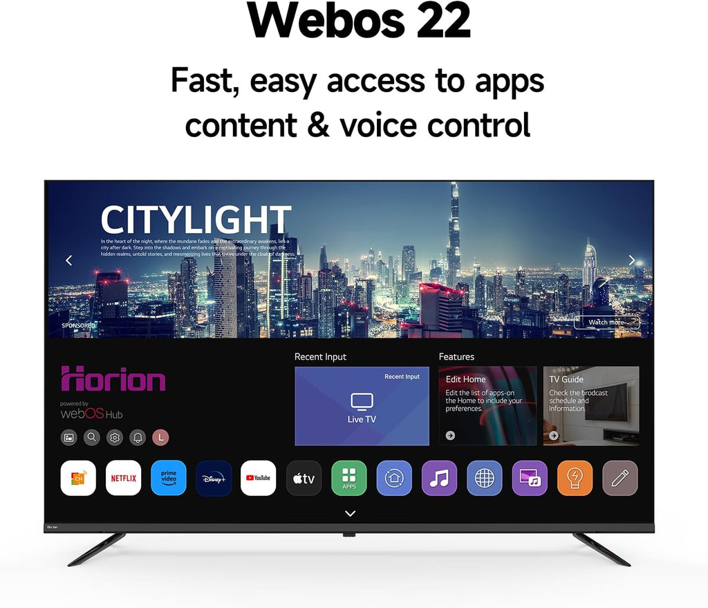 HORION 55 inch Smart TV, 4K UHD LED TV with WebOS 22, Ultra Slim Television with Mega Contrast, HDR10, Dolby Audio - Streaming Live, Bluetooth, Hdmi, WiFi ((P6D Series)