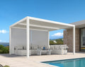 PURPLE LEAF Louvered Pergola 10' x 14' Whitish Outdoor Aluminum Pergola Adjustable Gazebo Rainproof for Patio Deck Garden, 1 Long Side