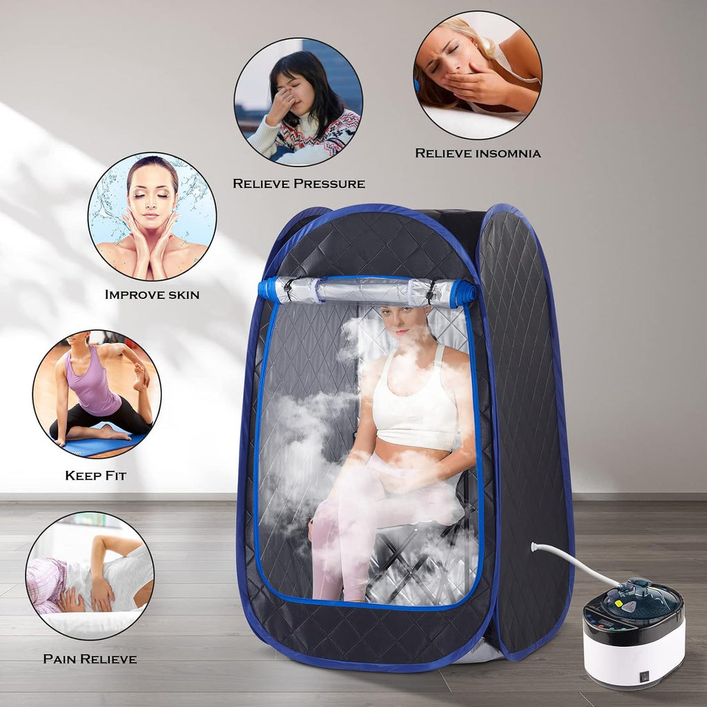 Portable Steam Sauna, Full Size Personal Sauna for Home, One Person Relaxation, with 4L & 1500W Steam Generator, Remote Control, Timer, Portable Sauna Chair (31.49 x 31.49 x 55.1inch, Black)