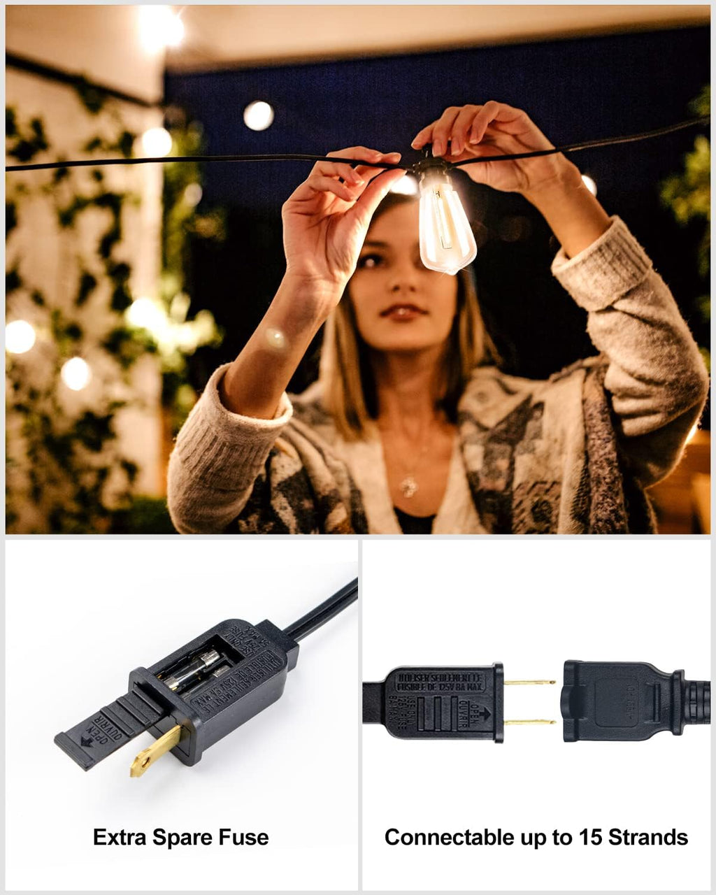 Lightdot 500FT Outdoor String Lights, LED Bistro String Lights with Shatterproof ST38 Vintage Bulbs, 2200K Dimmable, Waterproof Hanging Lights for Porch, Deck, Garden, Backyard, Balcony - ETL Listed