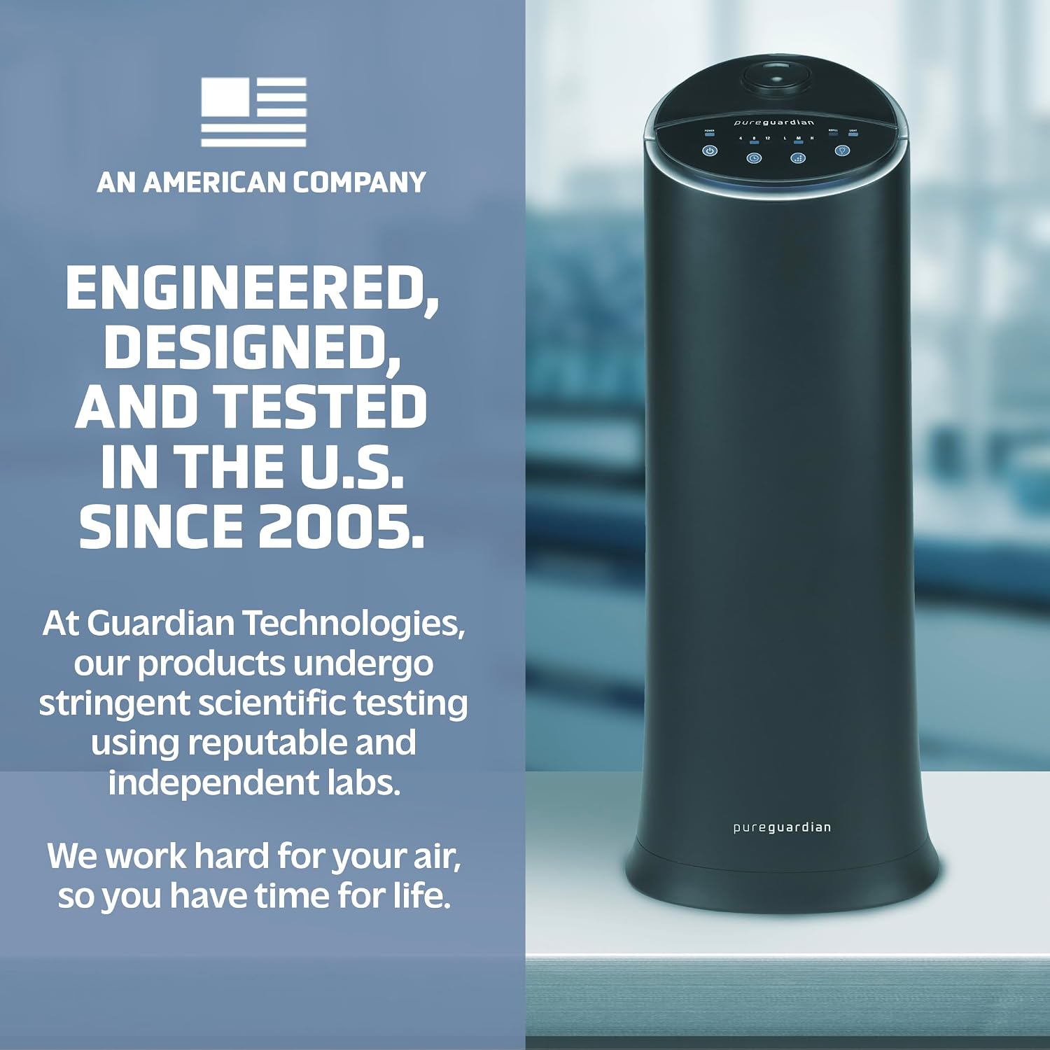 Pure Guardian Ultrasonic Cool Mist Humidifier, 100 Hour Run Time, 1.5 Gallon Tank, 440 Sq. Ft. Coverage, Medium Rooms, Quiet, Filter Free, Black, H3200BAR