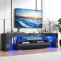 Vinctik 6&Fox Black TV Stand for 55/60/65inch TV,Modern Entertainment Center with 2 Storage Drawers and LED Light, High Glossy TV Console Table Media Furniture(63inch Black)