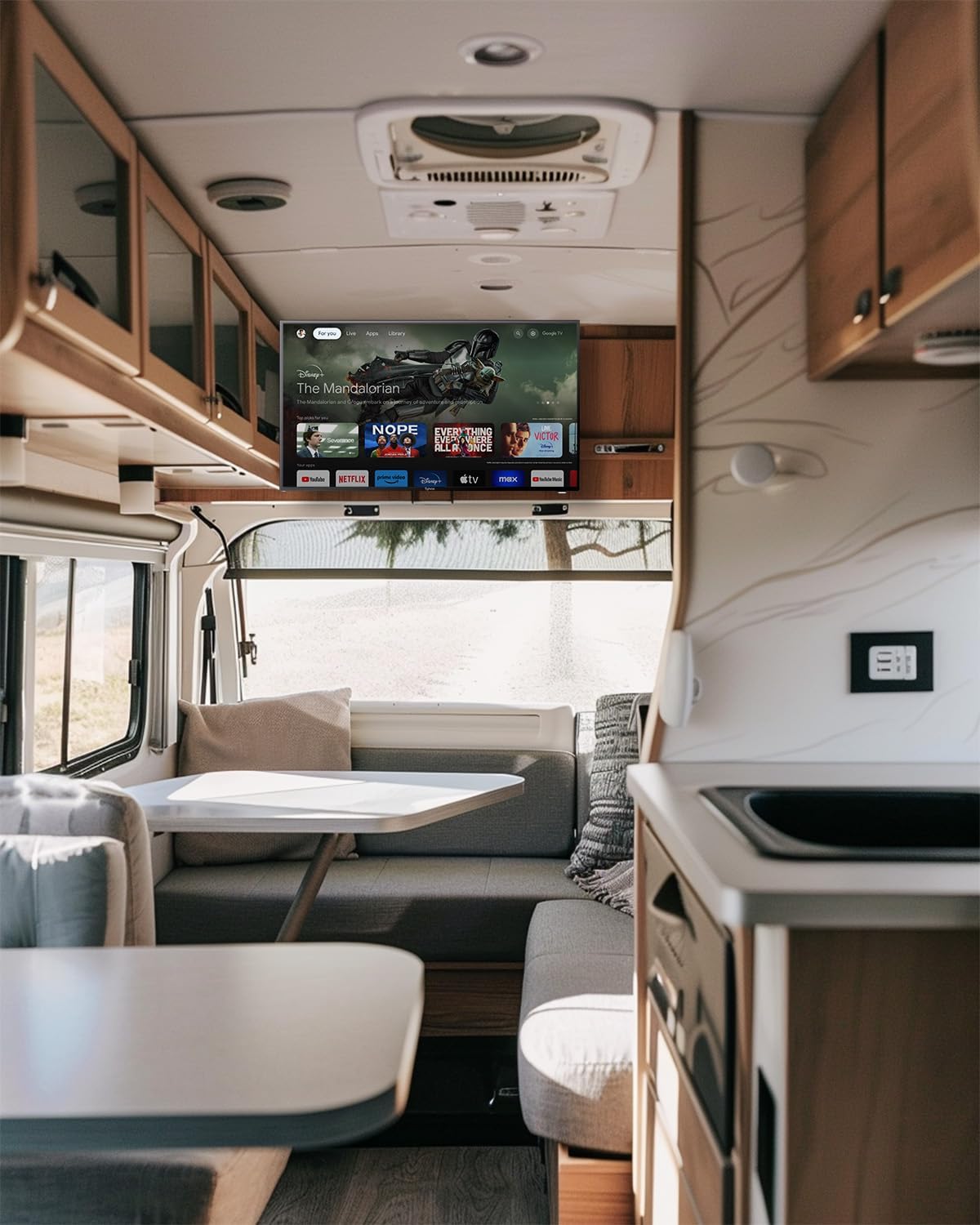 SYLVOX 40-Inch RV TV, 12 Volt Smart TV with Google OS, 178° Wide Viewing, HDMI/USB Ports, AC/DC Power, Voltage Protection for Camper, Motorhome and RV Use