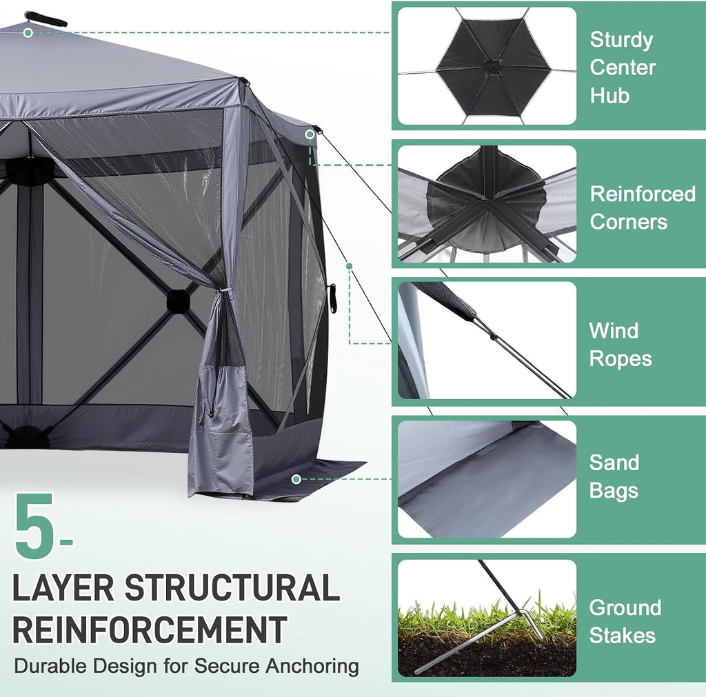 Outvita 10x10ft Instant Pop-Up Screen Tent - Outdoor Gazebo Canopy with Mosquito Netting & Carrying Bag - Versatile Pavilion Tent for Patios and Events