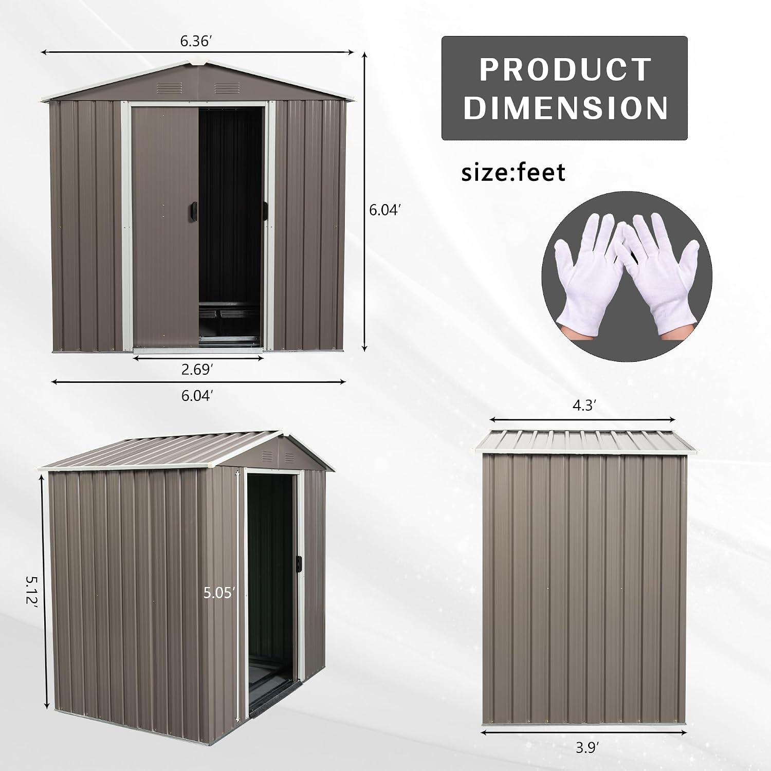 6X5 ft Outdoor Metal Storage Shed with Floor Floor, Lockable Galvanized Steel Tool Shed with Sliding Door and Air Vent, Waterproof Garden Storage House for Backyard, Patio
