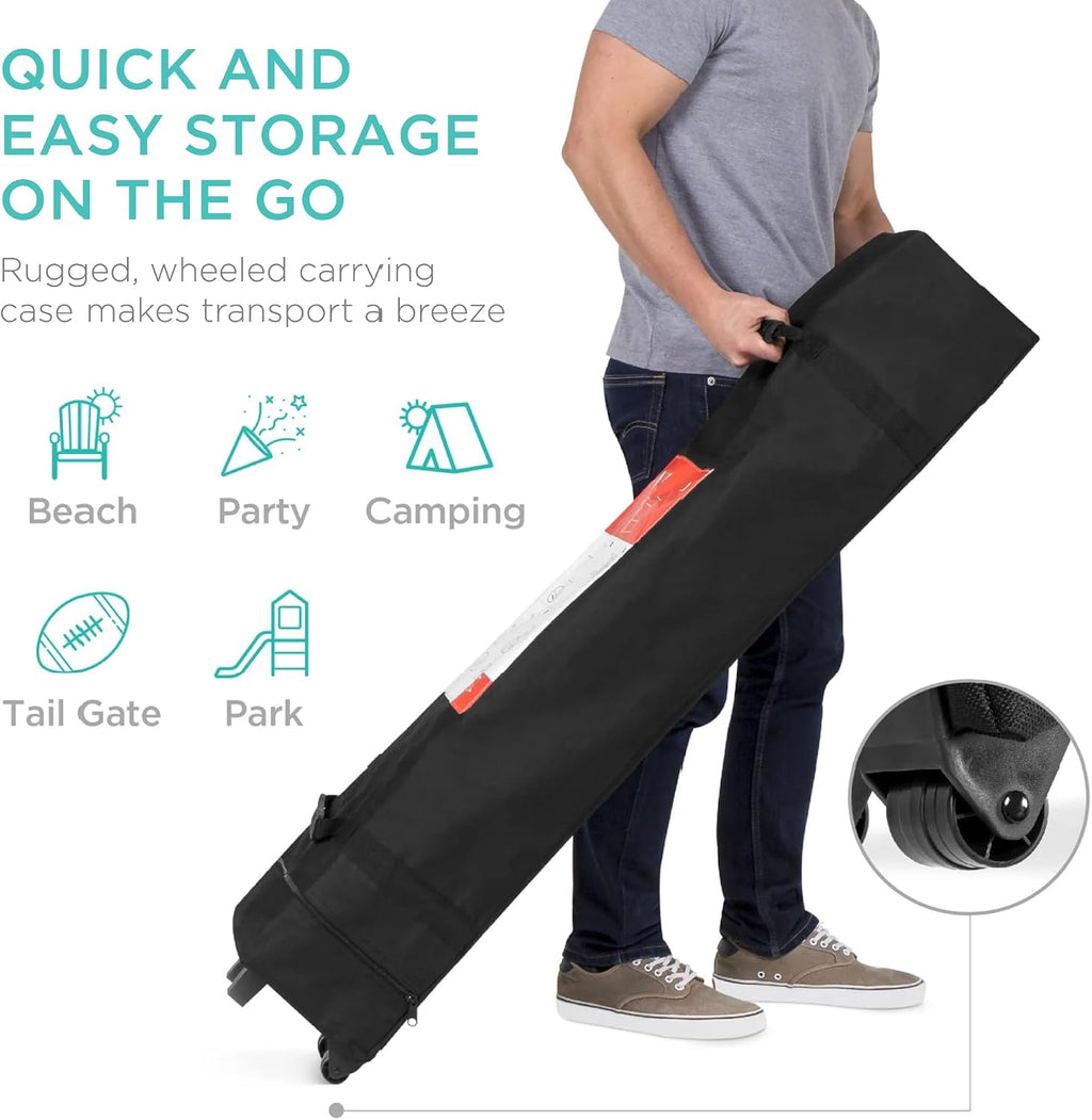 Best Choice Products 10x10ft Pop Up Canopy Tent, Outdoor Shade, 1 Person 1 Minute Set Up, Carry Case, 4 Weight Bags - Gray