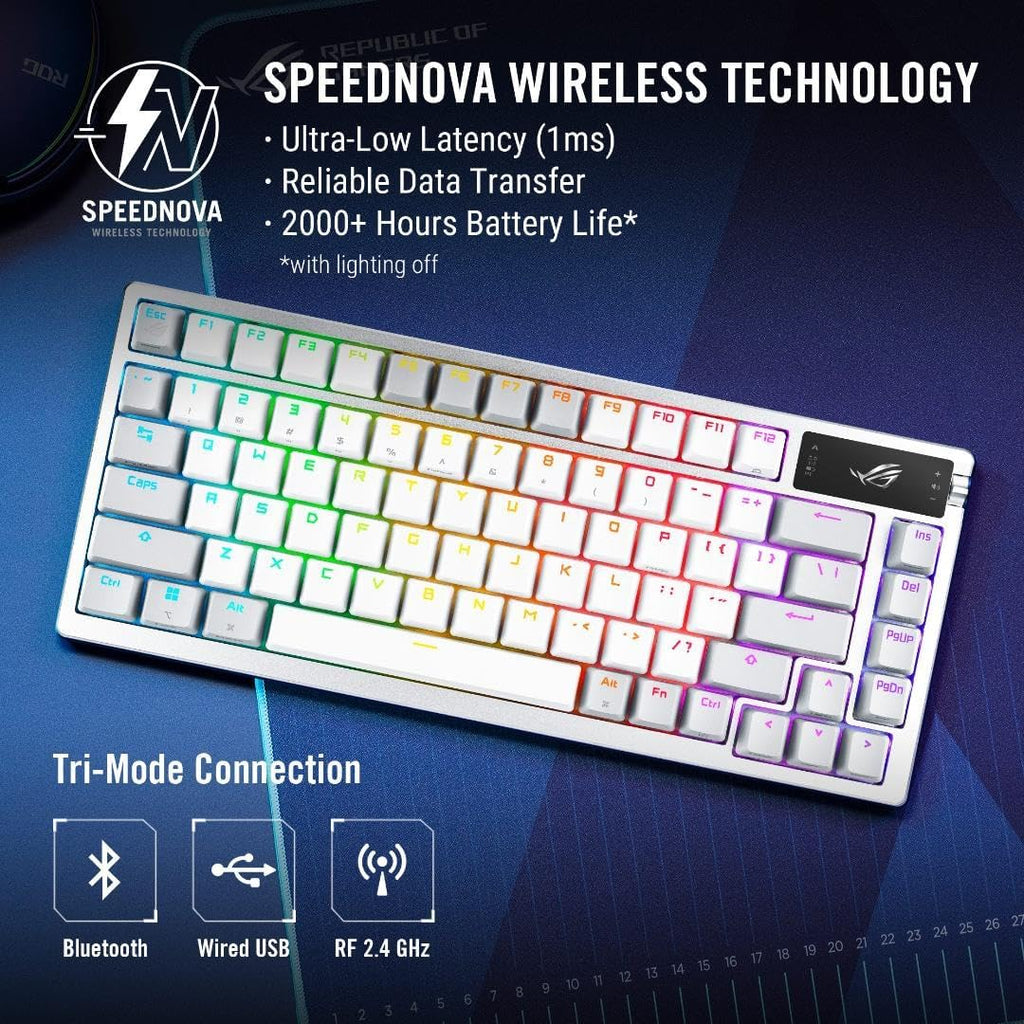 ASUS ROG Azoth 75% Wireless DIY Custom Gaming Keyboard & ROG Harpe 54g Ultra-Lightweight Wireless Gaming Mouse Bundle