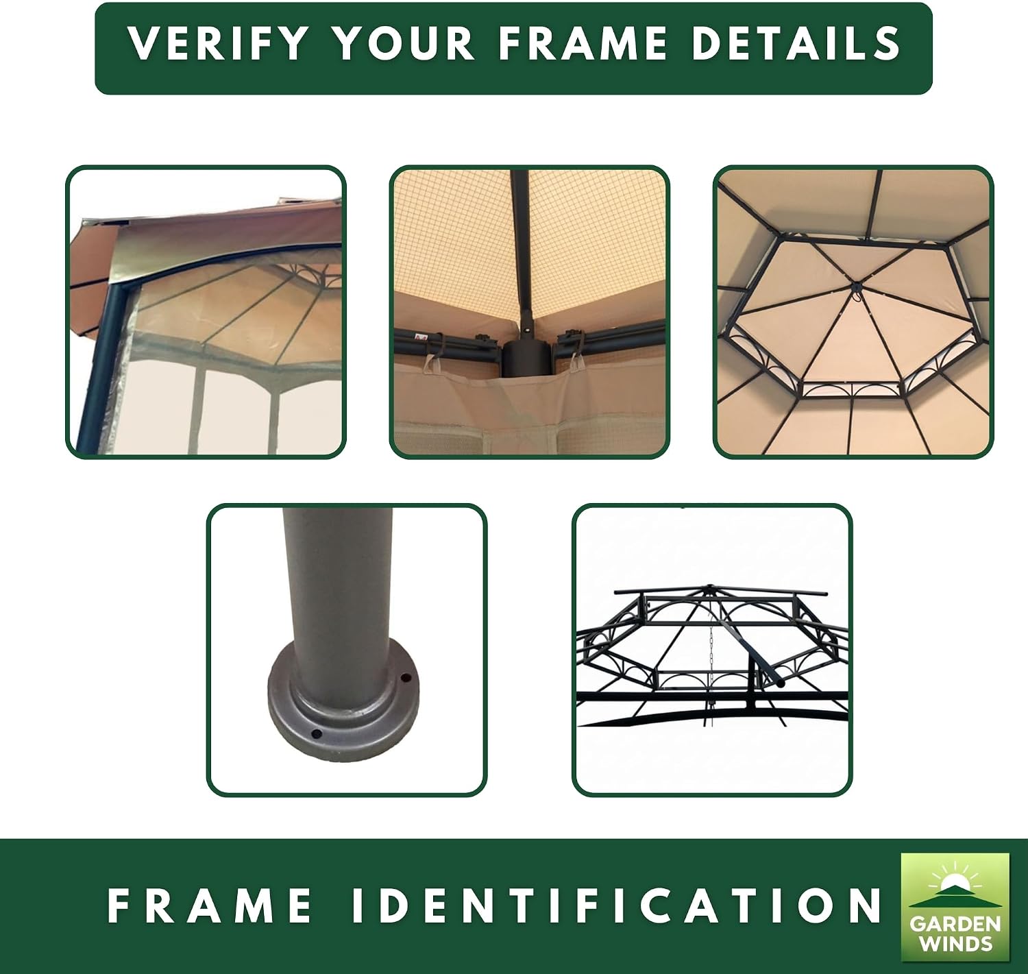 Garden Winds Reinforced RipLock 350 Replacement Canopy Top Cover Compatible with Southbay Hexagon 12' x 12' Gazebo Models L-GZ793PST-A, A111005500 - Beige