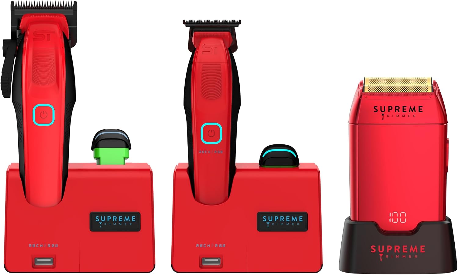 Supreme Trimmer 3-in-1 Recharge Hair Clipper, Beard Trimmer & Crunch Foil Shaver Combo | Removable Batteries, Smart USB Charging Base, Master Barber Set | STB775 + STF602
