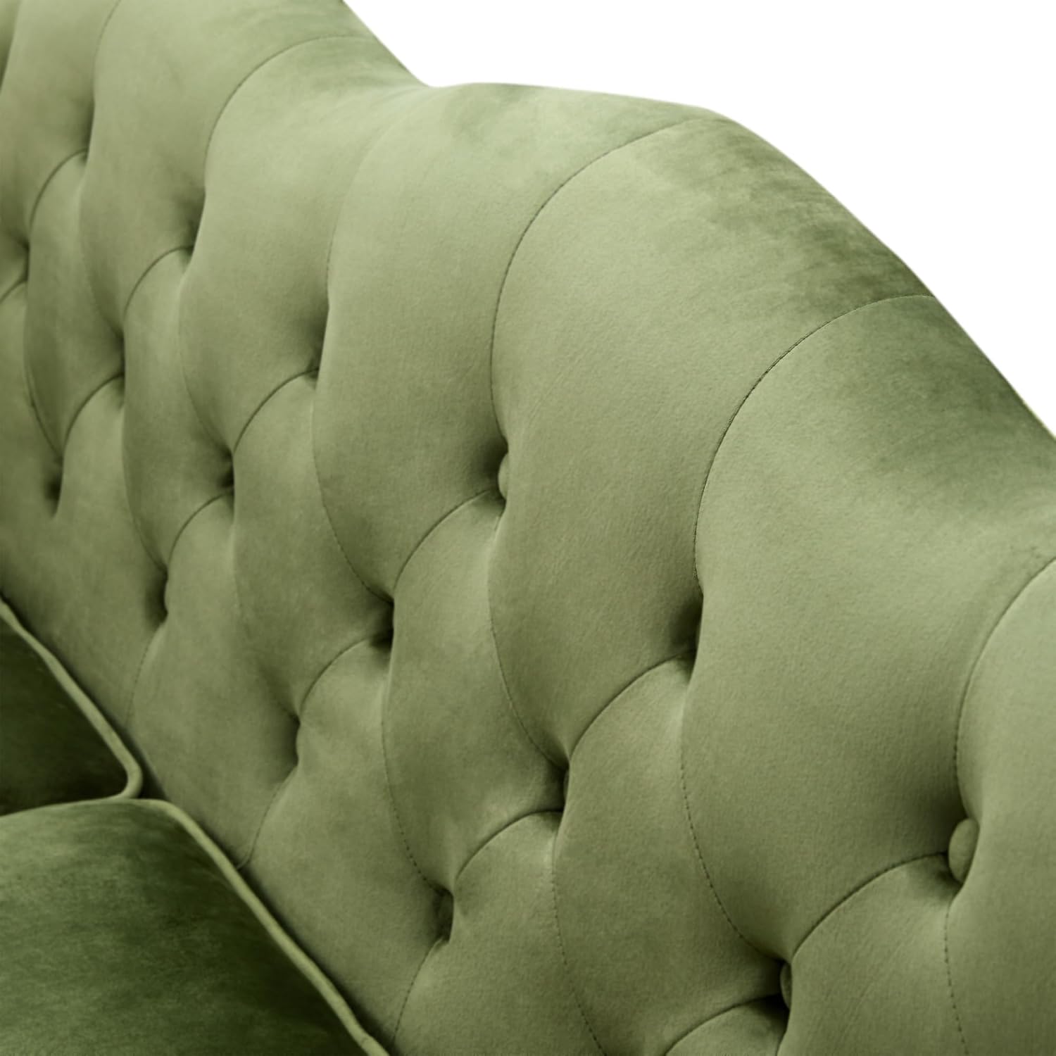HITHOS 78' Velvet Sofa Couch, Soft 3 Seater Sofa Couche for Living Room, Button Tufted Comfy Couch Modern Sofa with Upholstered Cushion, Gold Trim, Solid Wood Legs for Dorm Bedroom Apartment, Green