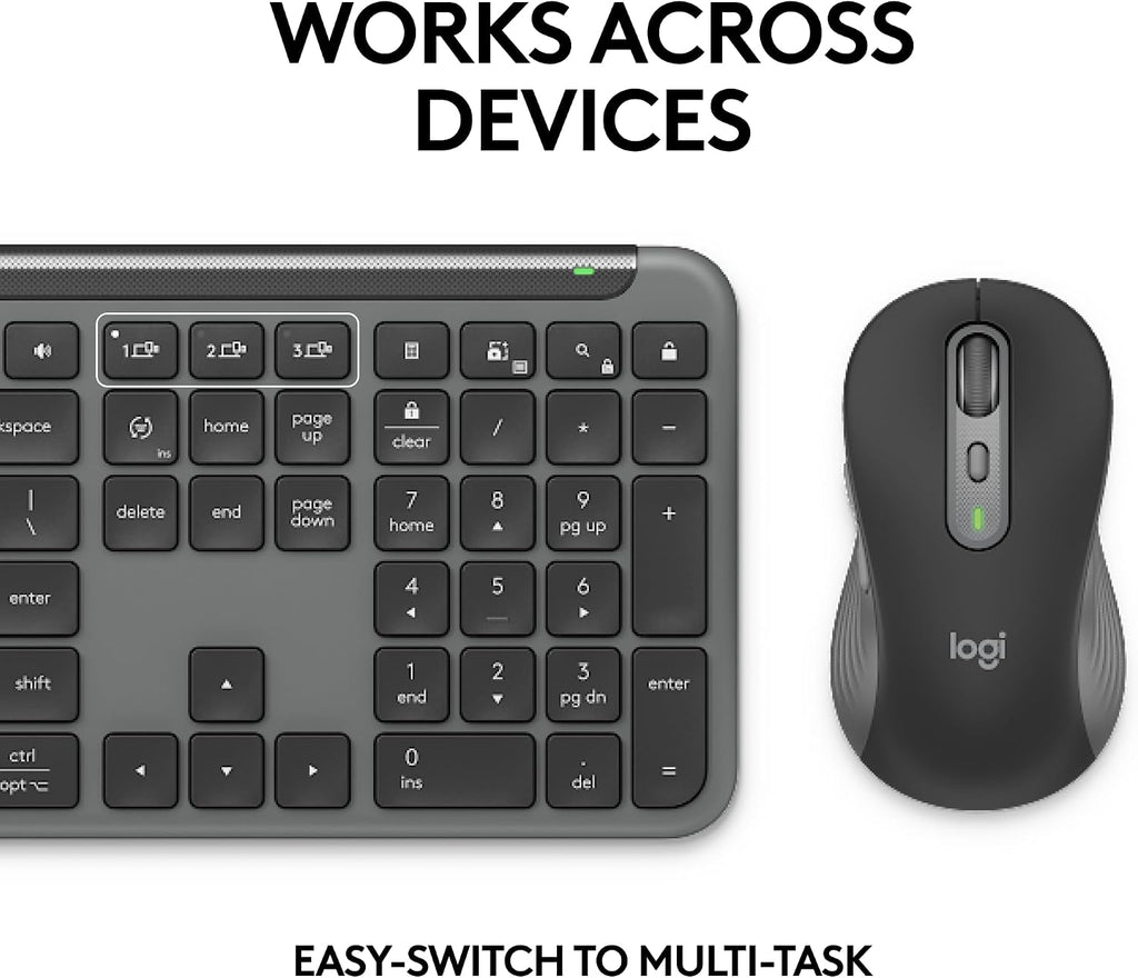 Logitech Signature Slim MK955 for Business Wireless Keyboard and Mouse Combo, Quiet Typing, Secure Receiver, Bluetooth, Globally Certified, Windows/Mac/Chrome/Linux - Graphite