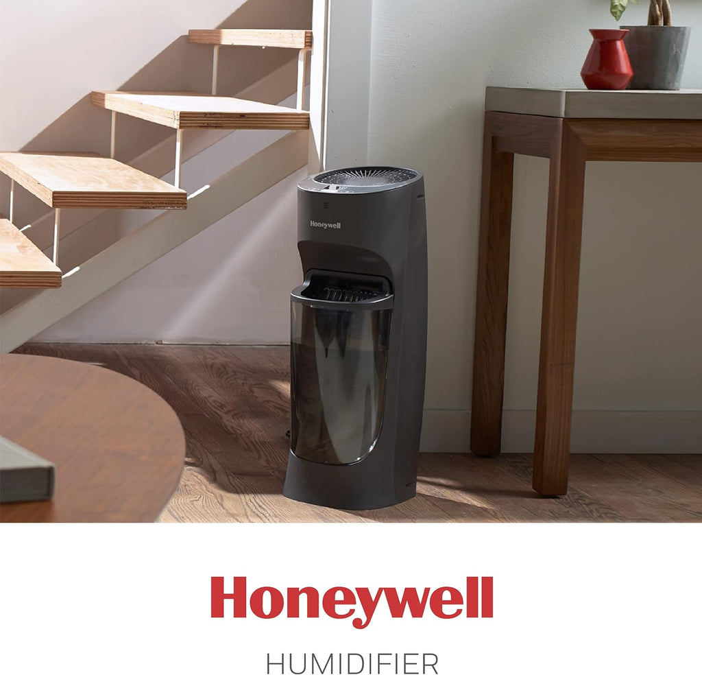Honeywell Top Fill Tower Humidifier, Digital Humidistat, Black – Cool Mist Humidifiers for Bedroom, Home or Office with Space-Saving Tower Design