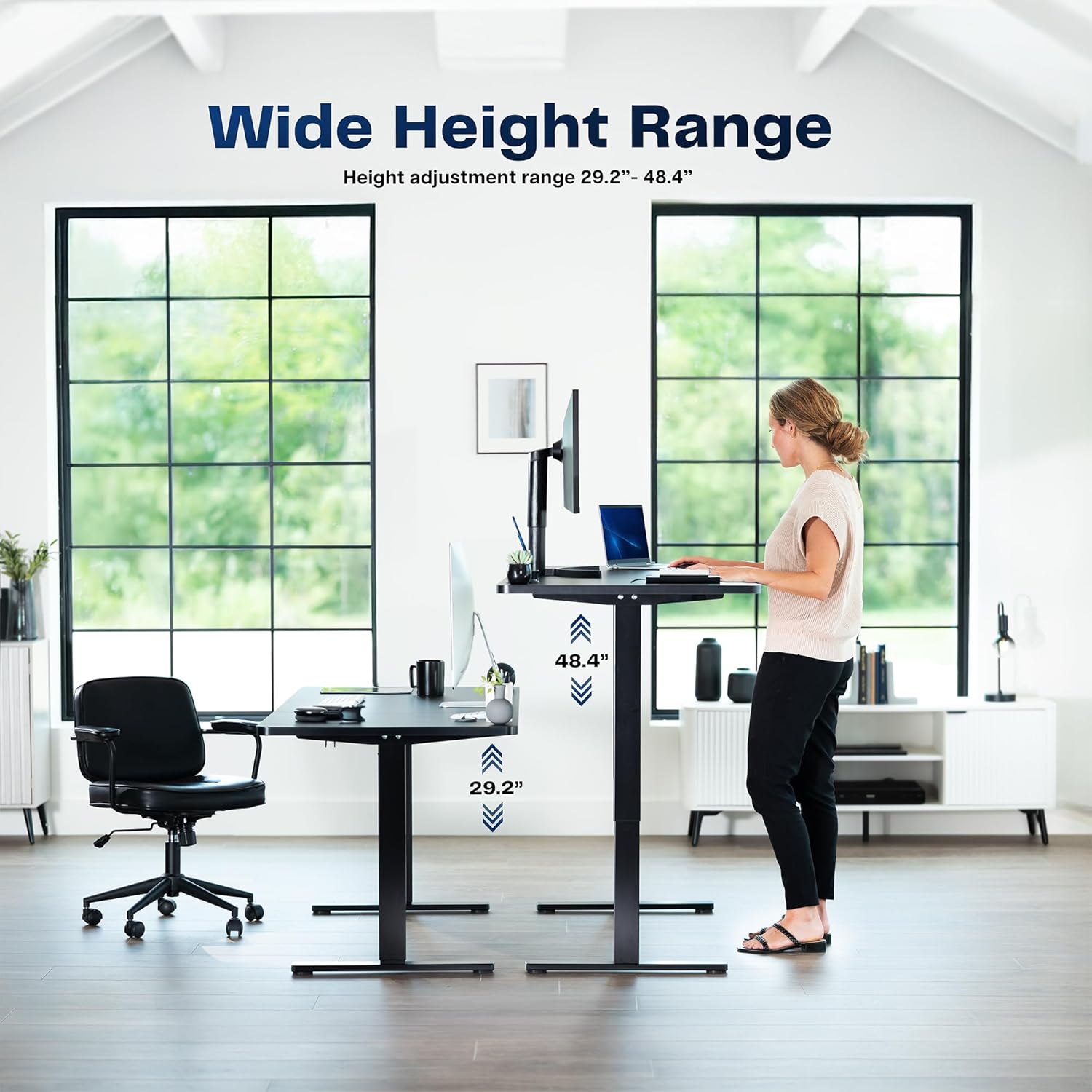 VIVO Electric 60 x 30 in Standing Desk, Memory Height Adjustment, 1B Series, Holds 220 lbs, Black Top White Frame, DESK-KIT-1W6B-30