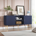 ARTPOWER 55' Fluted TV Stand, Mid Century Modern Blue TV Stand for 55/60/65 inch TV, Entertainment Center with Storage, Television Stands, TV Console, Media Console for Living Room, Bedroom (Blue)