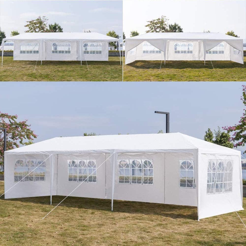 Outdoor Wedding Party Tent,10x30 FT White Gazebo Canopy Tent,Camping Shelter Heavy Duty Grill Gazebo Pavilion,Large Commercial BBQ Patio Tent