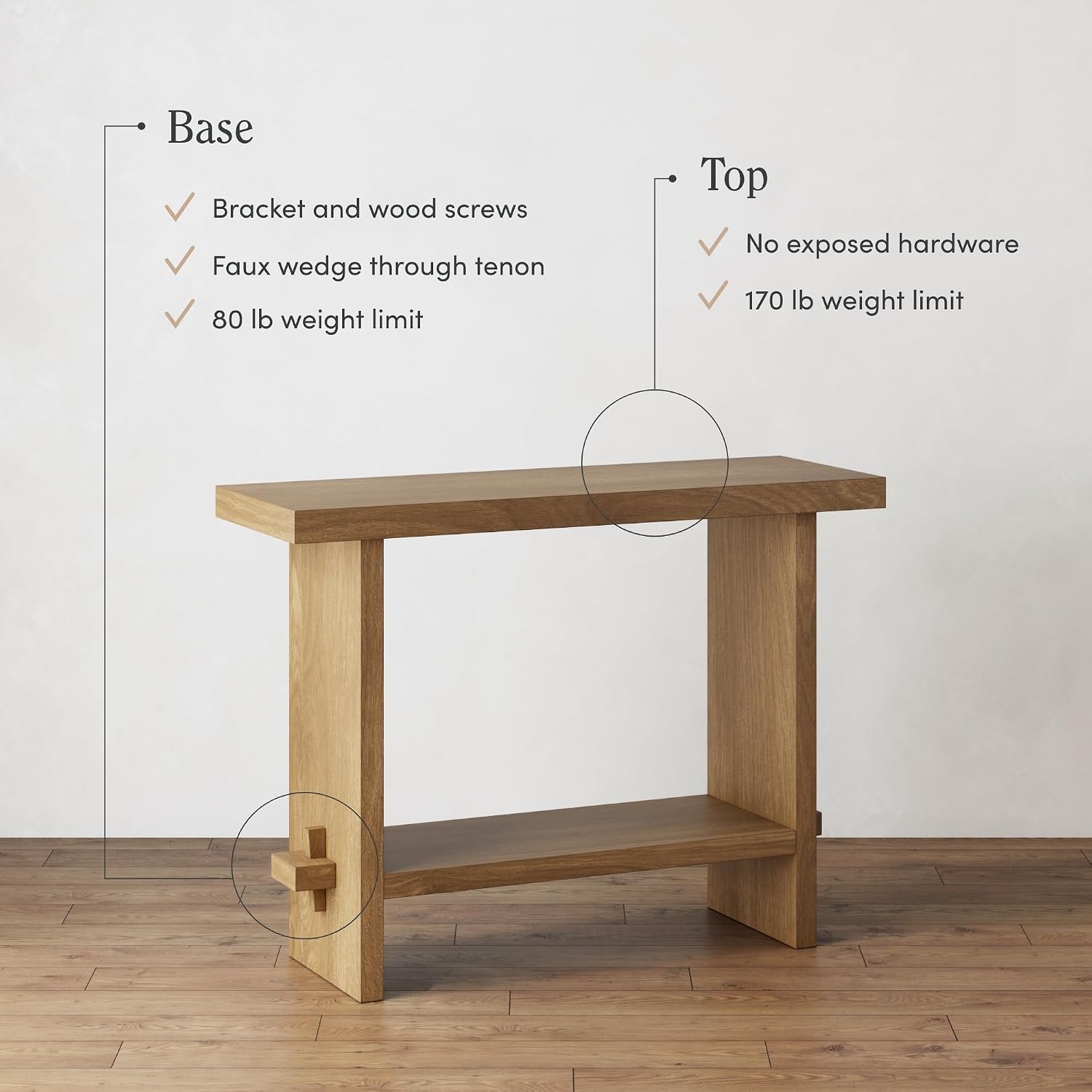 Nathan James Virgo Wood Accent Storage Console Sofa Table, for Entryway, Hallway or Living Room, 1, Light Brown