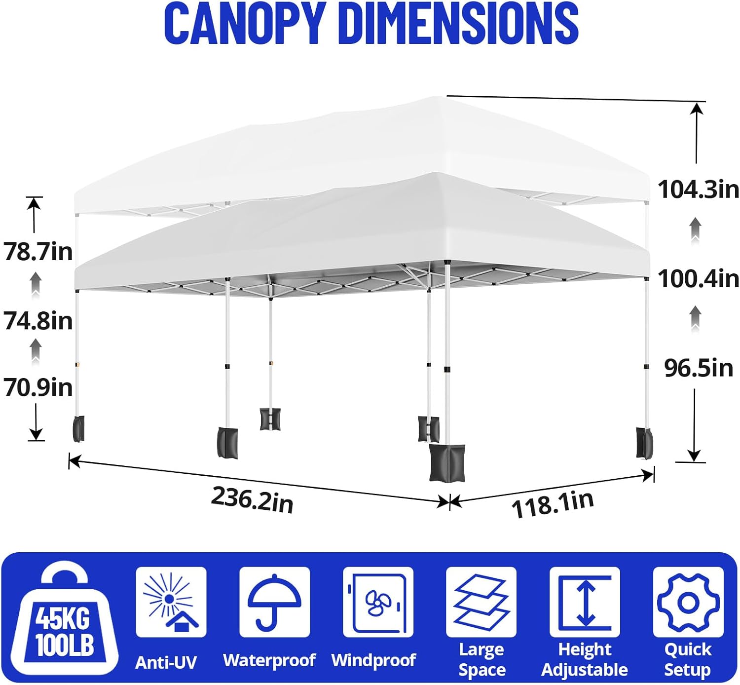 10x20 Pop Up Canopy Heavy Duty Commercial Instant Canopy Tent with 6 Sidewalls All Weather Waterproof Outdoor Wedding Party Tents for Parties Easy Set Up Canopy Gazebo for Backyard, Patio, Garden
