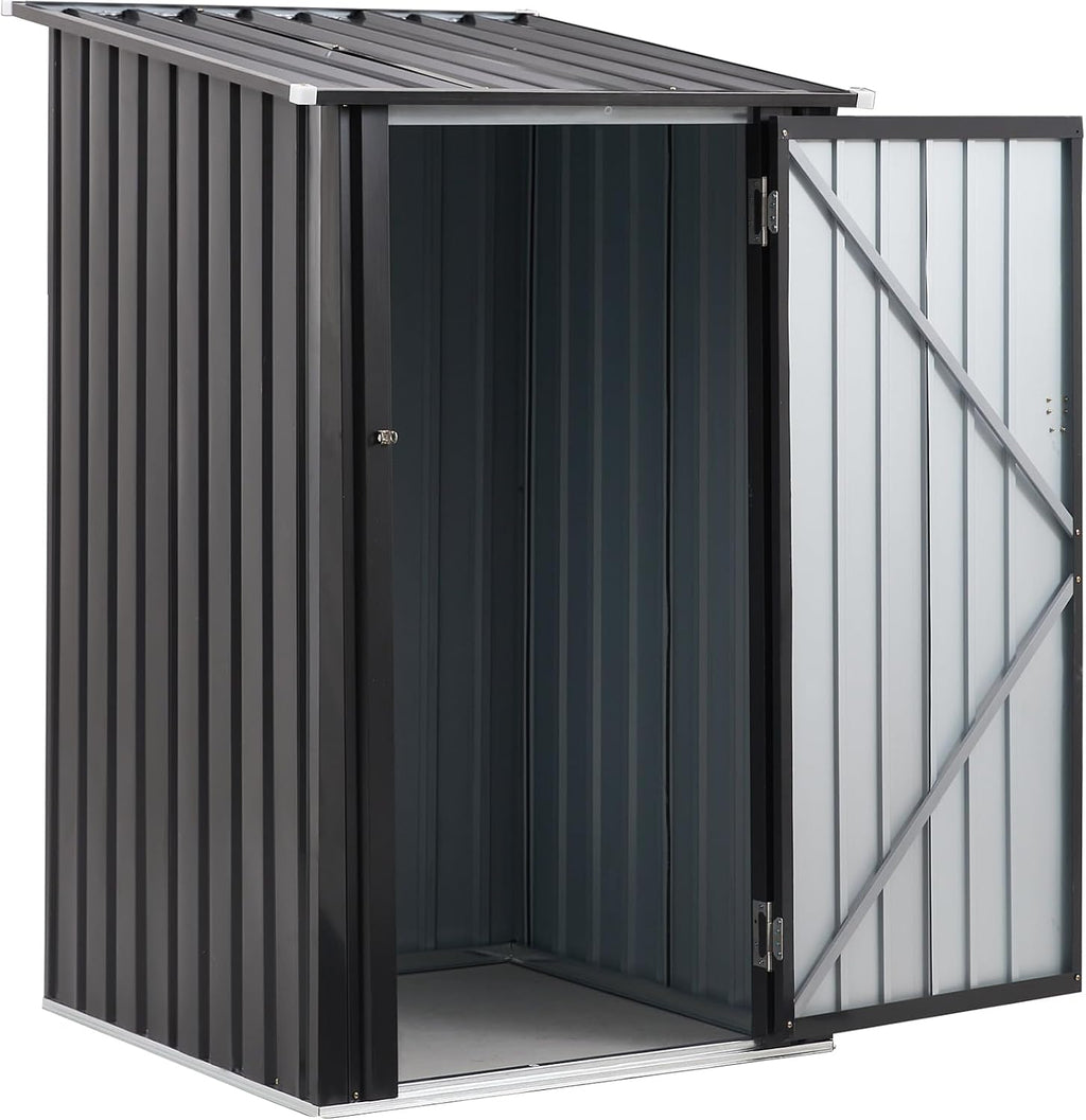 3x3 FT Outdoor Storage Shed, Metal Steel Garden Shed with Single Lockable Door, Small Shed Outdoor Steel Utility Tool Shed, Storage House Waterproof for Backyard Patio, Garden, Lawn, Dark Gray
