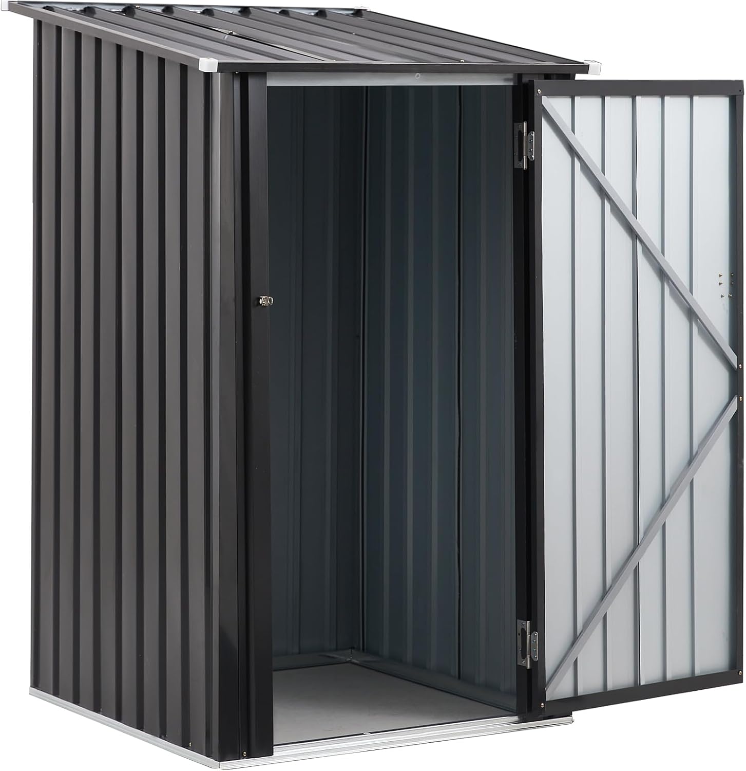3x3 FT Outdoor Storage Shed, Metal Steel Garden Shed with Single Lockable Door, Small Shed Outdoor Steel Utility Tool Shed, Storage House Waterproof for Backyard Patio, Garden, Lawn, Dark Gray