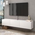 Atelier Mobili White Floating TV Console, Wall Mounted TV Stand for Up to 75 Inch TV, Floating Entertainment Center with Shelf