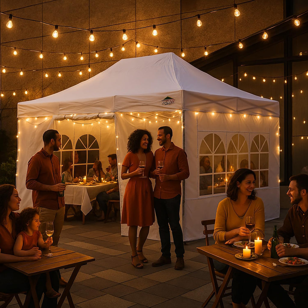 COBIZI 10x15 Pop Up Canopy with 4 Sidewall,Heavy Duty Canopy UPF 50+ All Season Wind Waterproof Commercial Outdoor Wedding Party Tents for Parties Gazebo with Carry Bag(10 x 15 ft White)