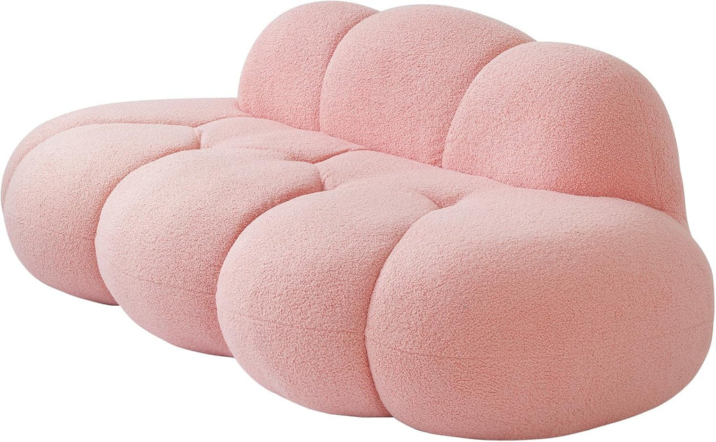 JACH 3 Seater Cloud Sofa for Living Room, Modern Sherpa Upholstered Sofa, Minimalist Leisure Sofas, Comfy Cloud Couch for Apartment, Small Space, No Assembly Required (Pink)