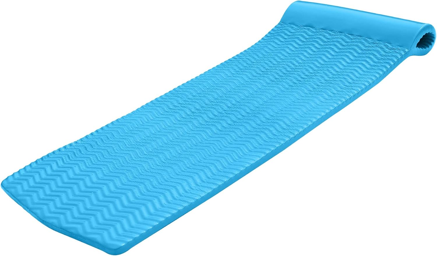 TRC Recreation Serenity 1.5' Thick Vinyl Coated Foam Swimming Pool Float Mat Adult Lounger with Built-in Roll Pillow