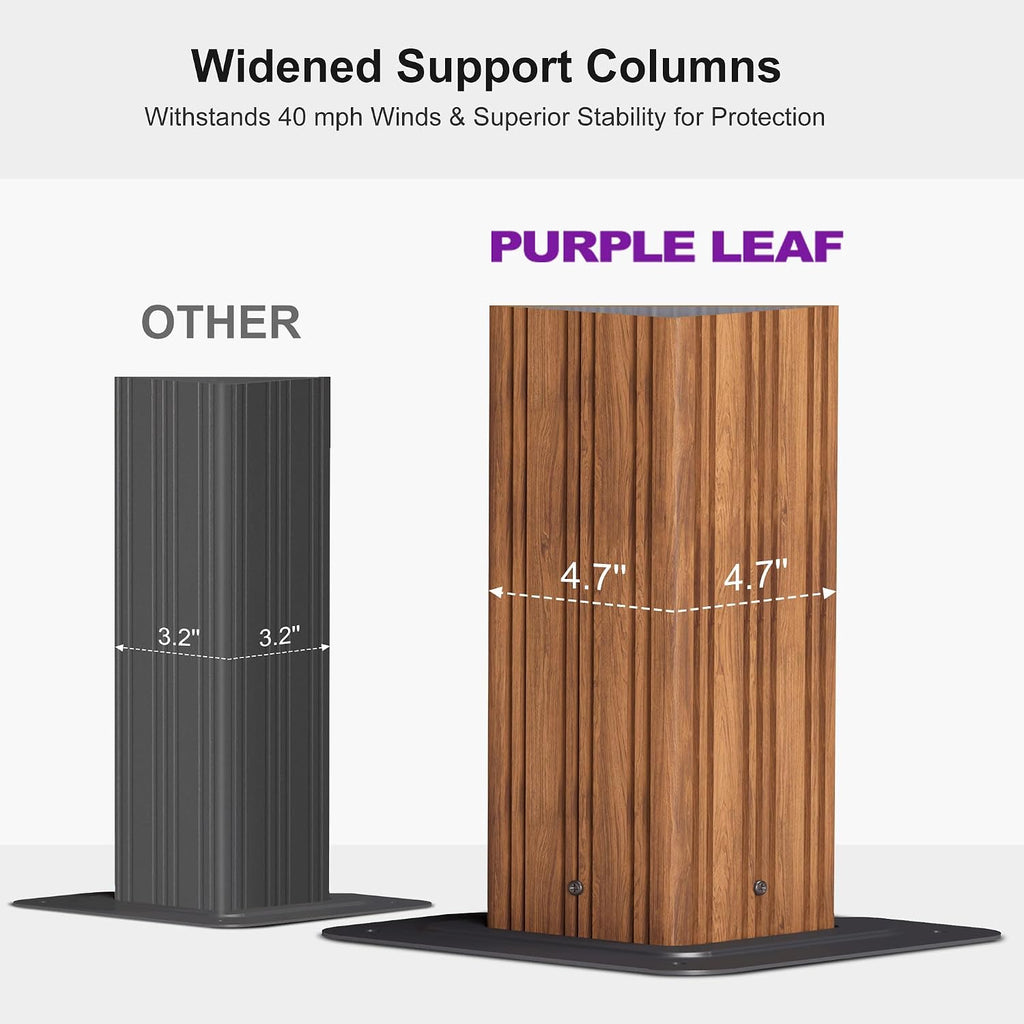 PURPLE LEAF 12' X 24' Outdoor Hardtop Gazebo for Patio Galvanized Steel Double Roof Permanent Canopy Teak Finish Coated Aluminum Frame Pavilion Gazebo with Netting and Black Curtains