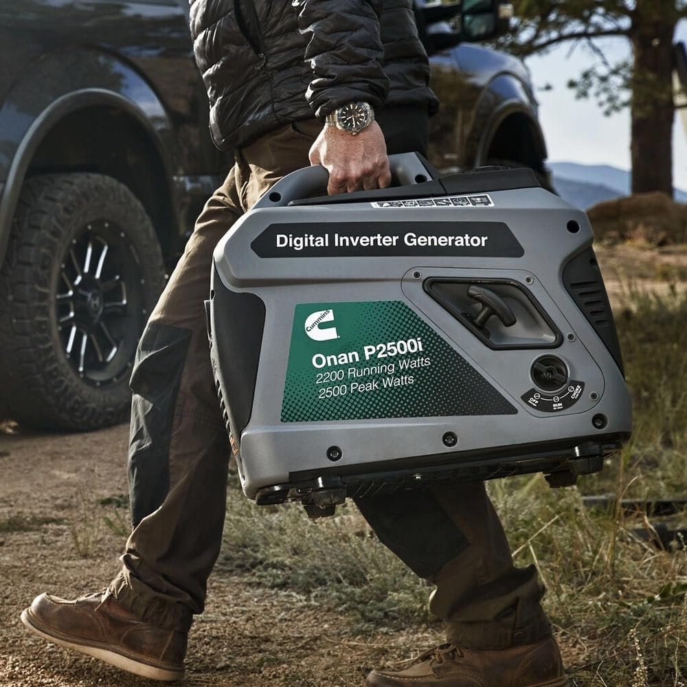 Cummins Onan P2500i Portable Digital Inverter Generator, 2200 Running Watts with 2500 Peak Watts, Perfect for Home, Camping, and RV use