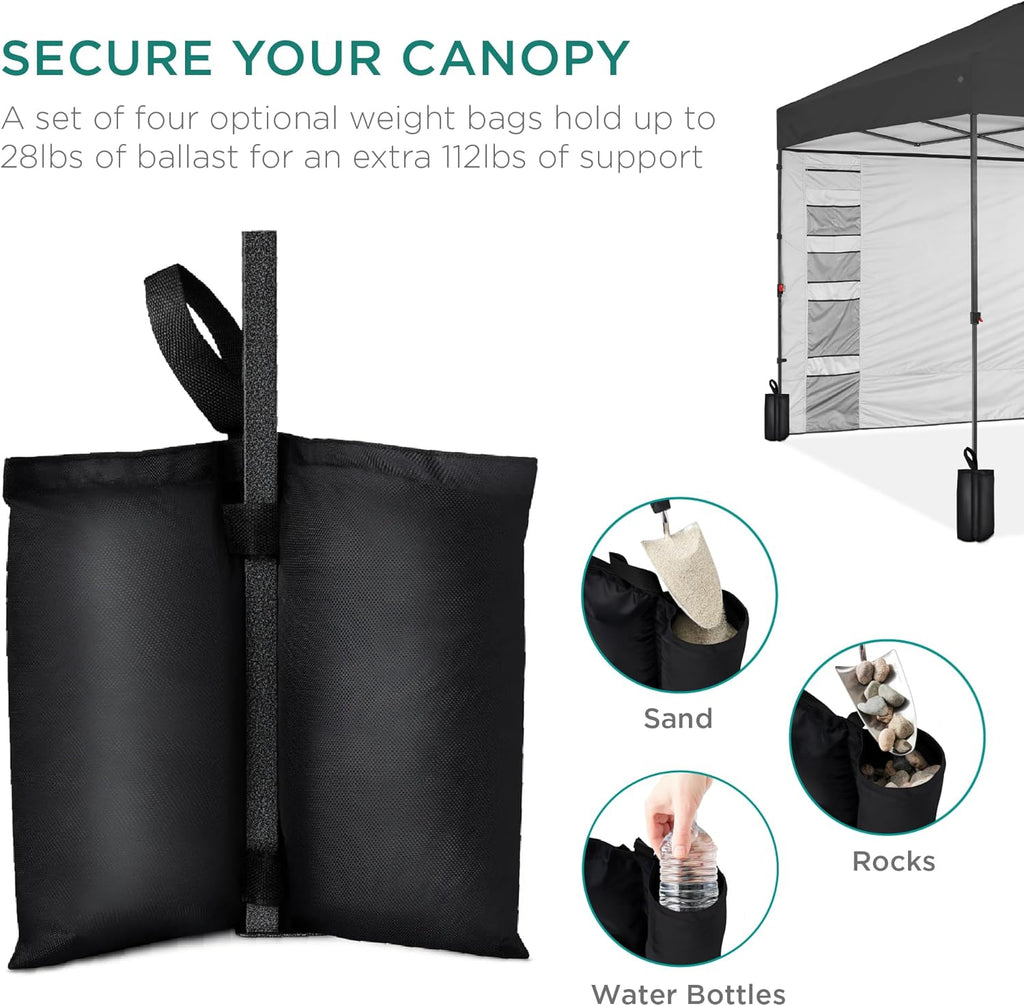 Best Choice Products 10x10ft Pop Up Canopy Tent with Sidewall, 1 Person 1 Minute Set Up, Carry Case, 4 Weight Bags - Gray