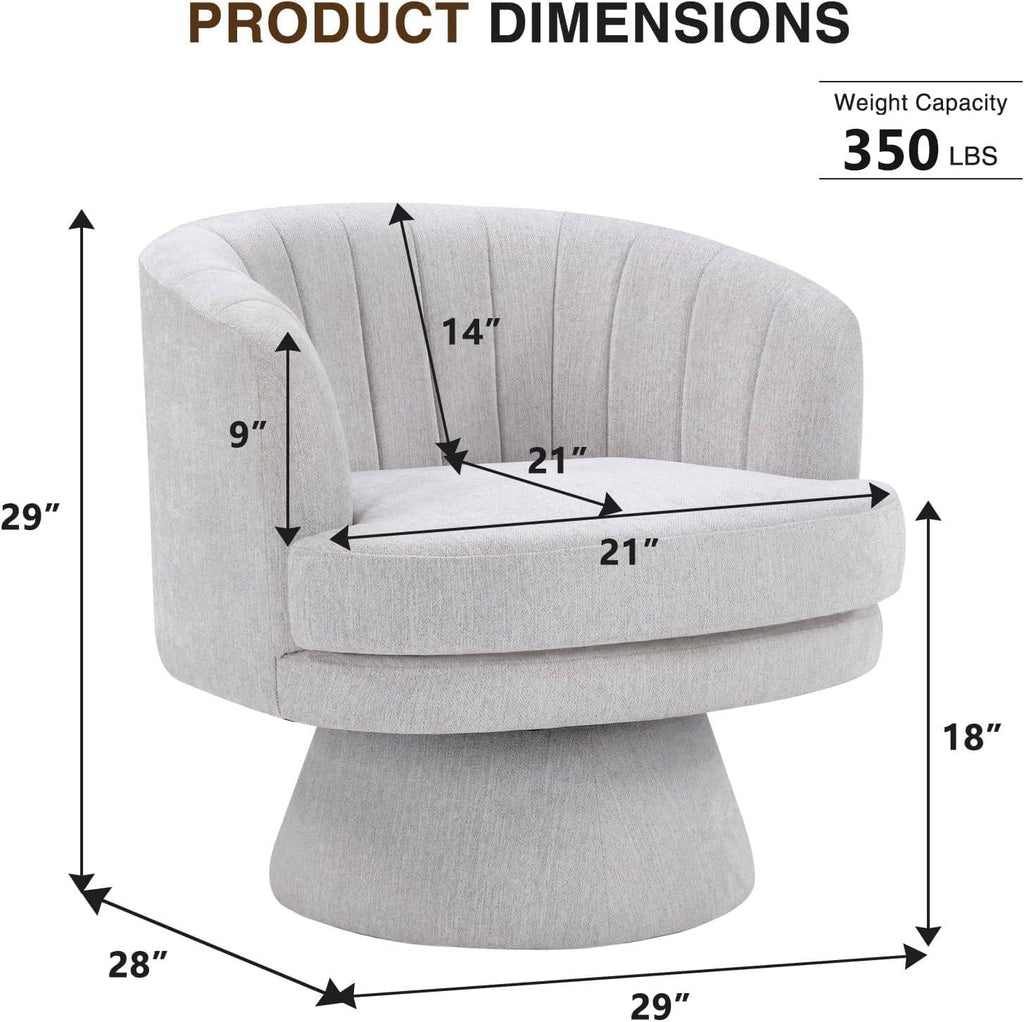 CANMOV Swivel Accent Chair with Armrest, Modern 360 Degree Swivel Barrel Chair with Curve Back and Soft Cushion,Comfy Fabric Round Armchair Single Sofa for Living Room,Bedroom,Waiting Room,Grey