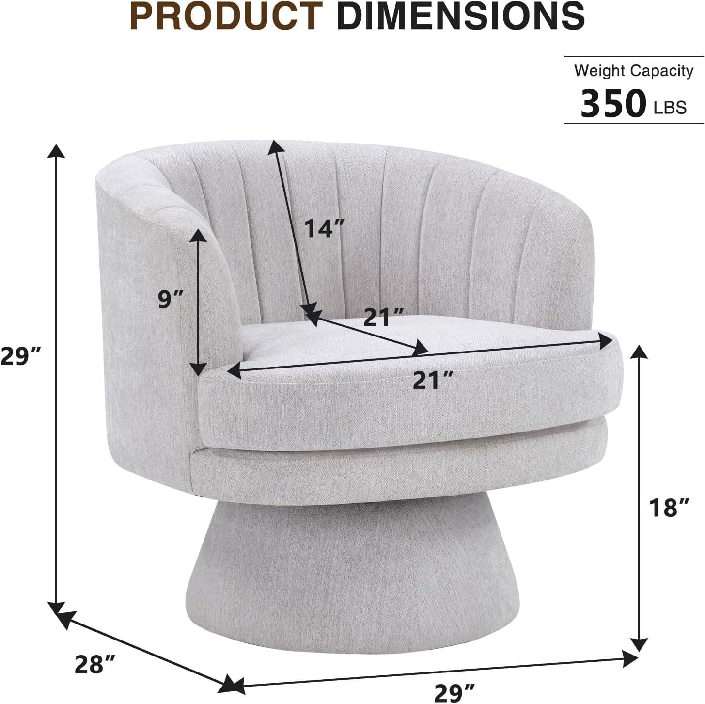 CANMOV Swivel Accent Chair with Armrest, Modern 360 Degree Swivel Barrel Chair with Curve Back and Soft Cushion,Comfy Fabric Round Armchair Single Sofa for Living Room,Bedroom,Waiting Room,Grey