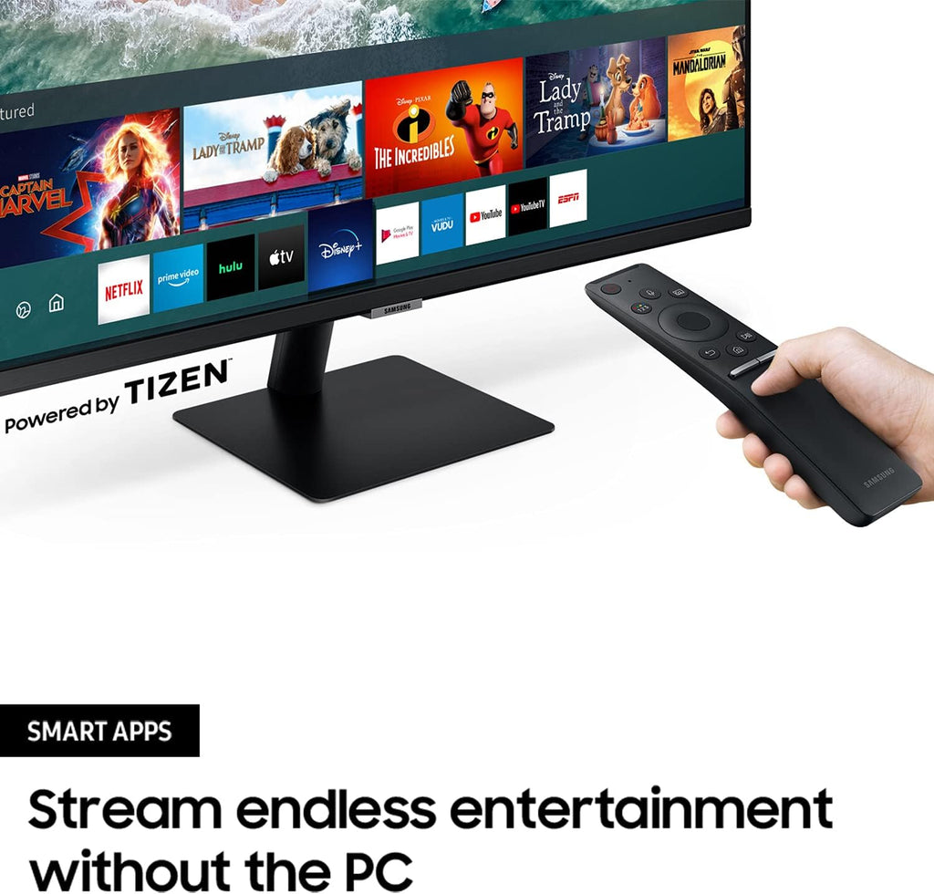 SAMSUNG M5 Series 27-Inch FHD 1080p Smart Monitor & Streaming TV (Tuner-Free), Netflix, HBO, Prime Video, & More, Apple Airplay, Bluetooth, Built-in Speakers, Remote Included (LS27AM500NNXZA)