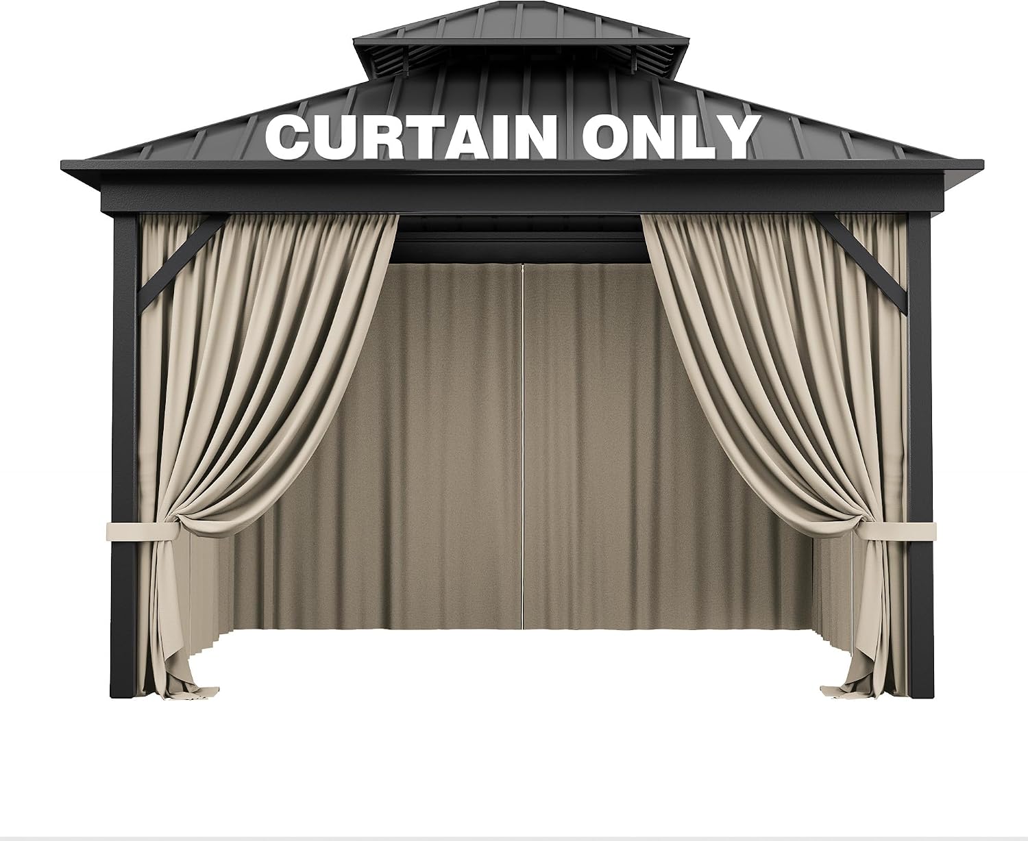 Outdoor Gazebo Curtain Replacement Universal 4-Panel Sidewalls 10' X 10',Outdoor Patio Waterproof Privacy Curtain with Double Zipper for Patio,Garden, and Backyard (Curtain Only)