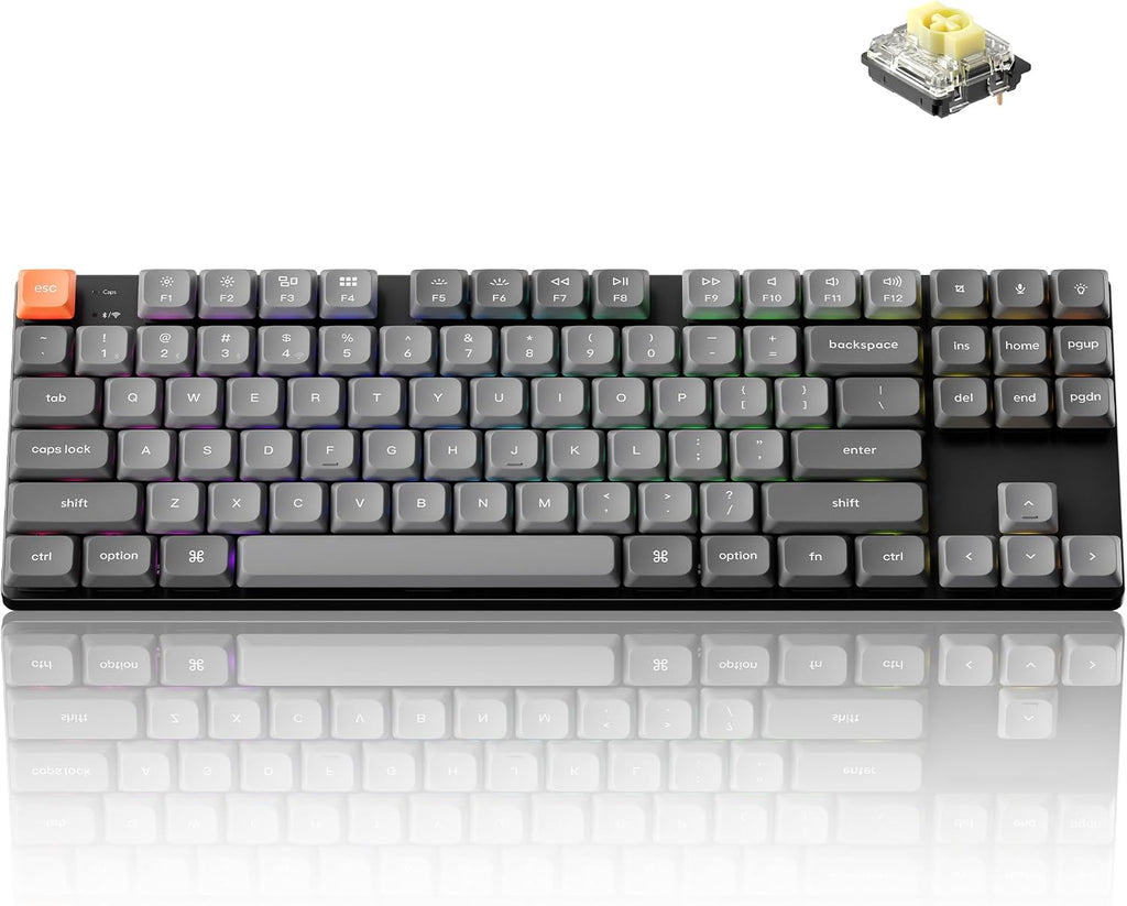 Keychron K1 Max Ultra-Slim Wireless Mechanical Keyboard, 80% TKL Layout Bluetooth/2.4 GHz/Wired Keyboard with Low-Profile Gateron Banana Switch, Hot-Swappable, RGB Backlit QMK for Mac Windows Linux