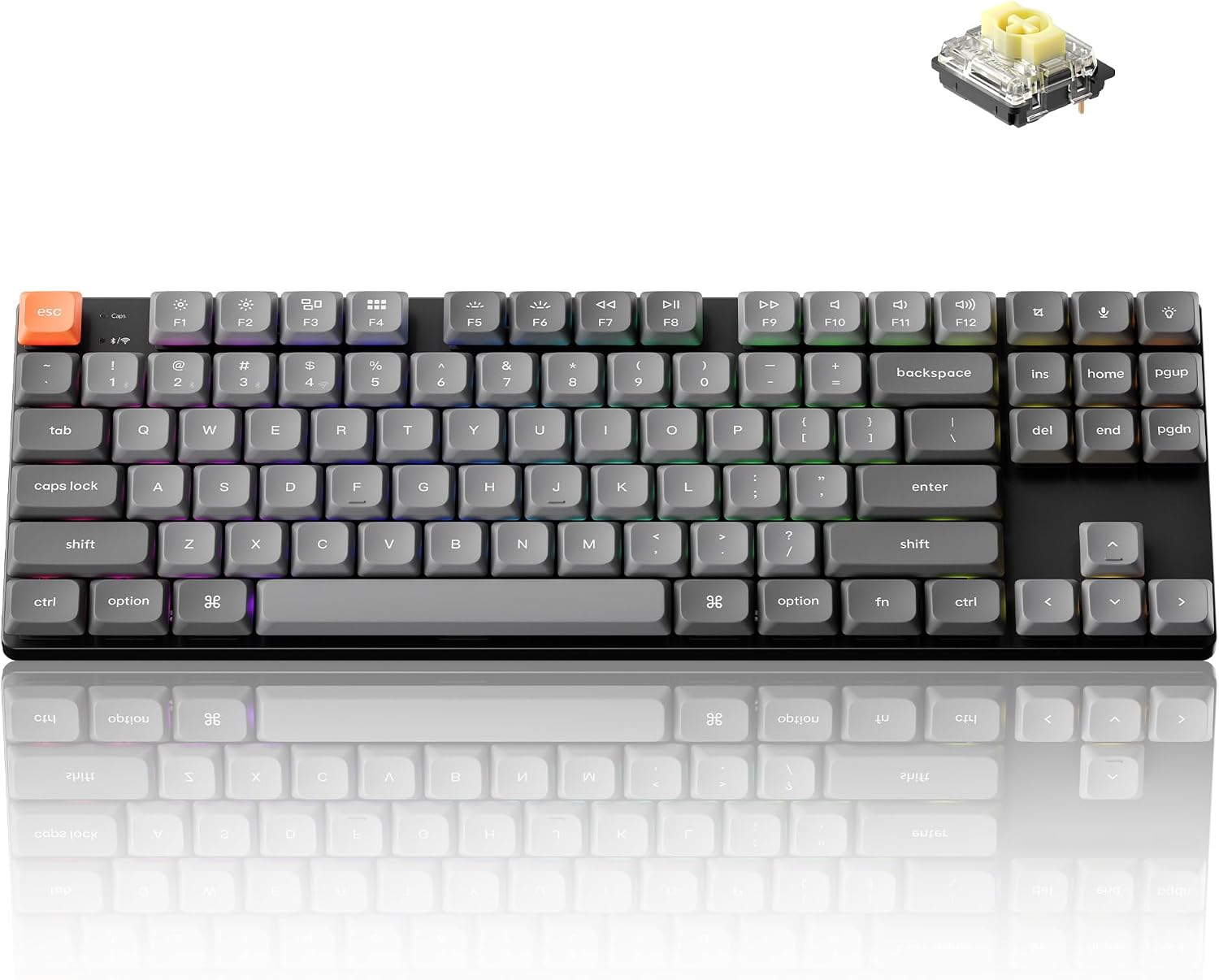 Keychron K1 Max Ultra-Slim Wireless Mechanical Keyboard, 80% TKL Layout Bluetooth/2.4 GHz/Wired Keyboard with Low-Profile Gateron Banana Switch, Hot-Swappable, RGB Backlit QMK for Mac Windows Linux