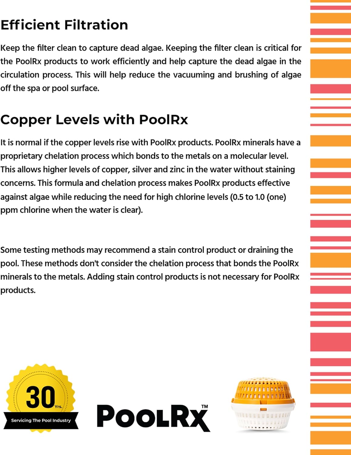 PoolRx+ Mineral Algaecide 4-Unit Pack, up to 6-Month Algae Control, for 2.5K-5K gallons, Red & White, New Formula with Silver.