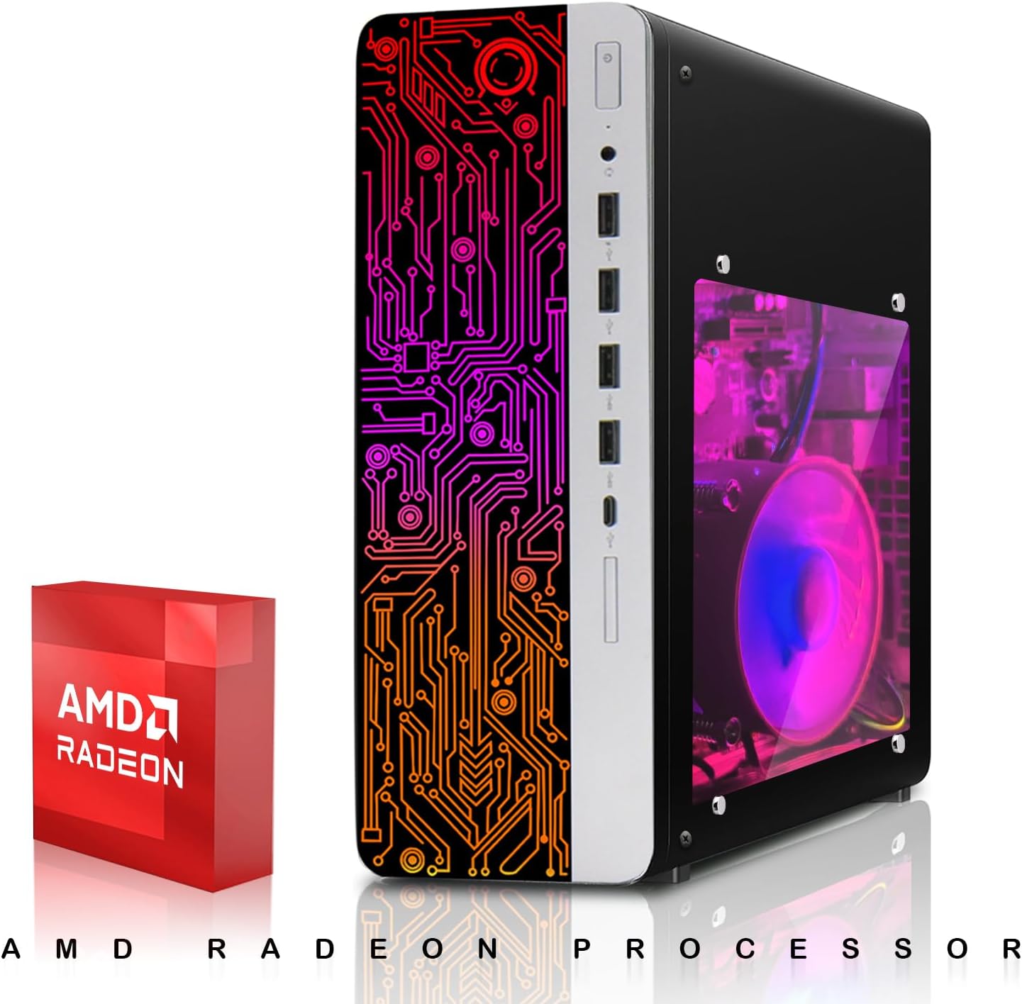 HP Gaming PC Desktop Computer – AMD Pro A10-9700,GT 1030 Graphics,8GB RAM,1TB SSD,24 Inch Curved Monitor,RGB Keyboard with AI Copilot,Mouse,WiFi,RGB Headphone,Windows 11(Renewed)