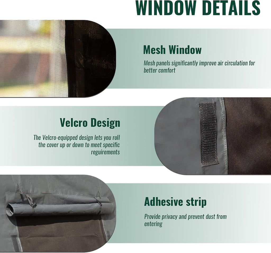 Domi 10' x 10' Universal Winter Gazebo Cover for Hardtop Gazebos,Outdoor Waterproof Enclosed Cover with Sidewalls and Mesh Windows,Grey (Gazebo not Included)
