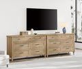 Wampat Large TV Stand for 100 Inch TV, Set of 2 Console Table with 14 Drawers, Wide Media Storage Dresser for Living Room, Oak, 108 Inch