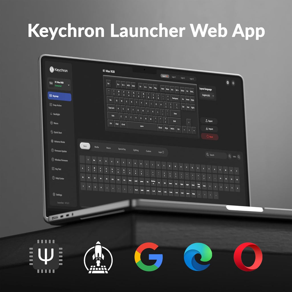 Keychron K1 Max Ultra-Slim Wireless Mechanical Keyboard, 80% TKL Layout Bluetooth/2.4 GHz/Wired Keyboard with Low Profile Silent Red Switch, Hot-Swappable, RGB Backlit, Launcher for Mac Windows Linux