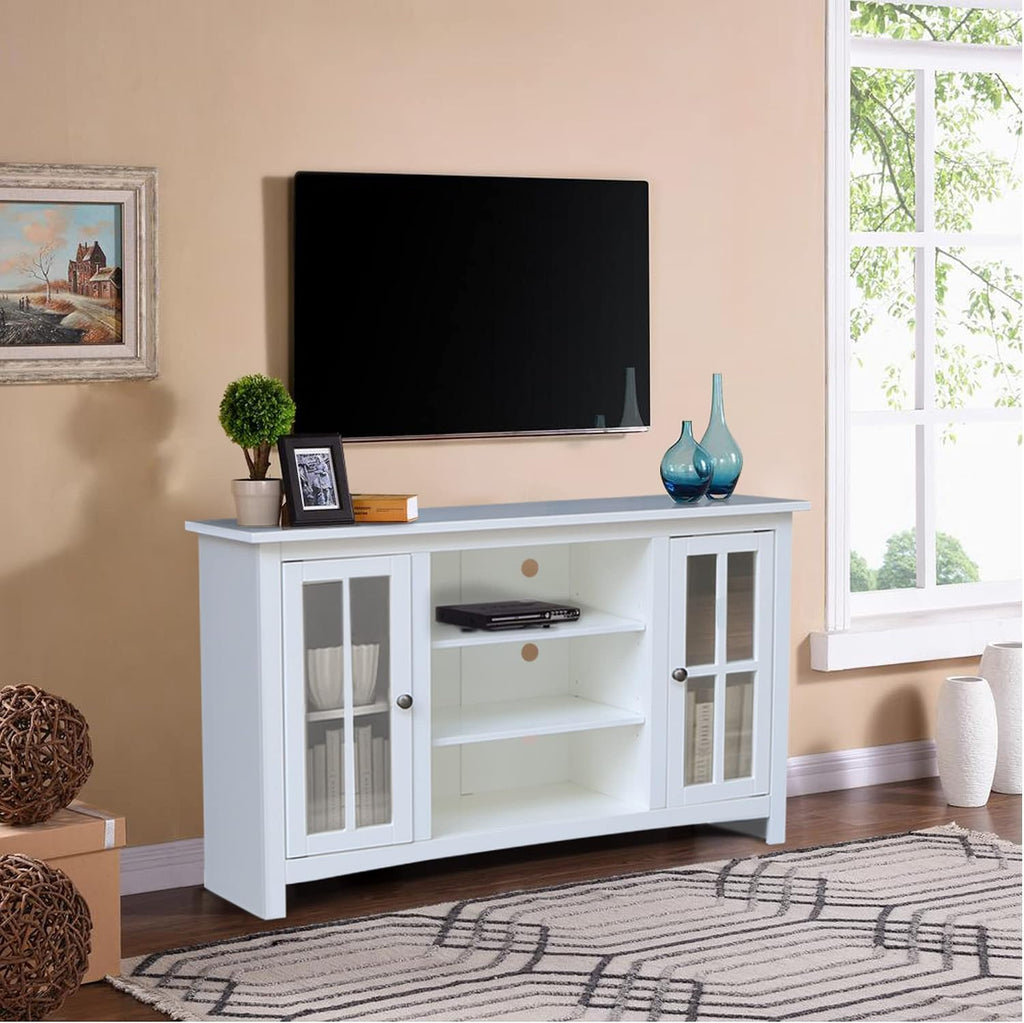 IC INTERNATIONAL CONCEPTS Entertainment/TV Stand with Open Shelves and 2 Doors in White - 48' Height