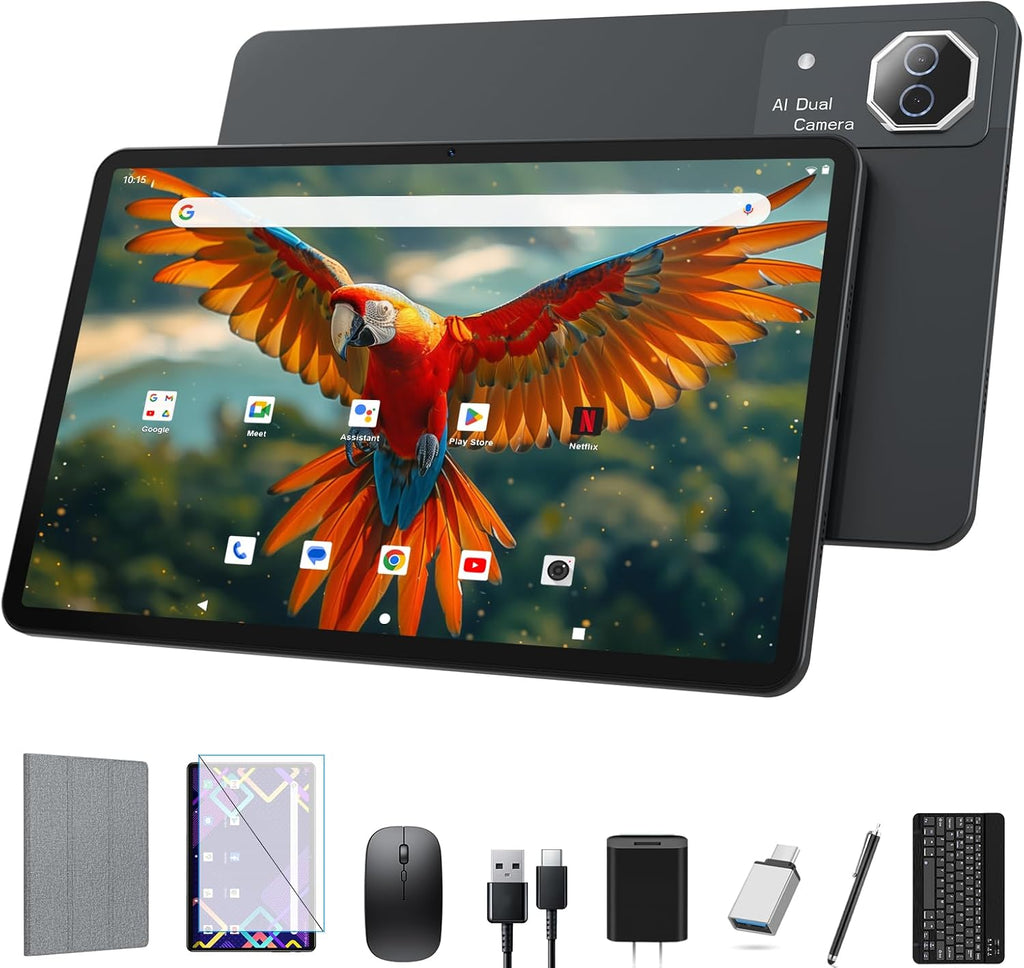 12 inch Android Tablet, 2K Display Android 15 Tablet, MTK G99 Octa-Core, 16GB 256GB 1TB Expansion, 2.4/5G WiFi, 21MP Camera, Widevine L1, Gemini AI 2.0, Tablets with Keyboard, Mouse, Case etc