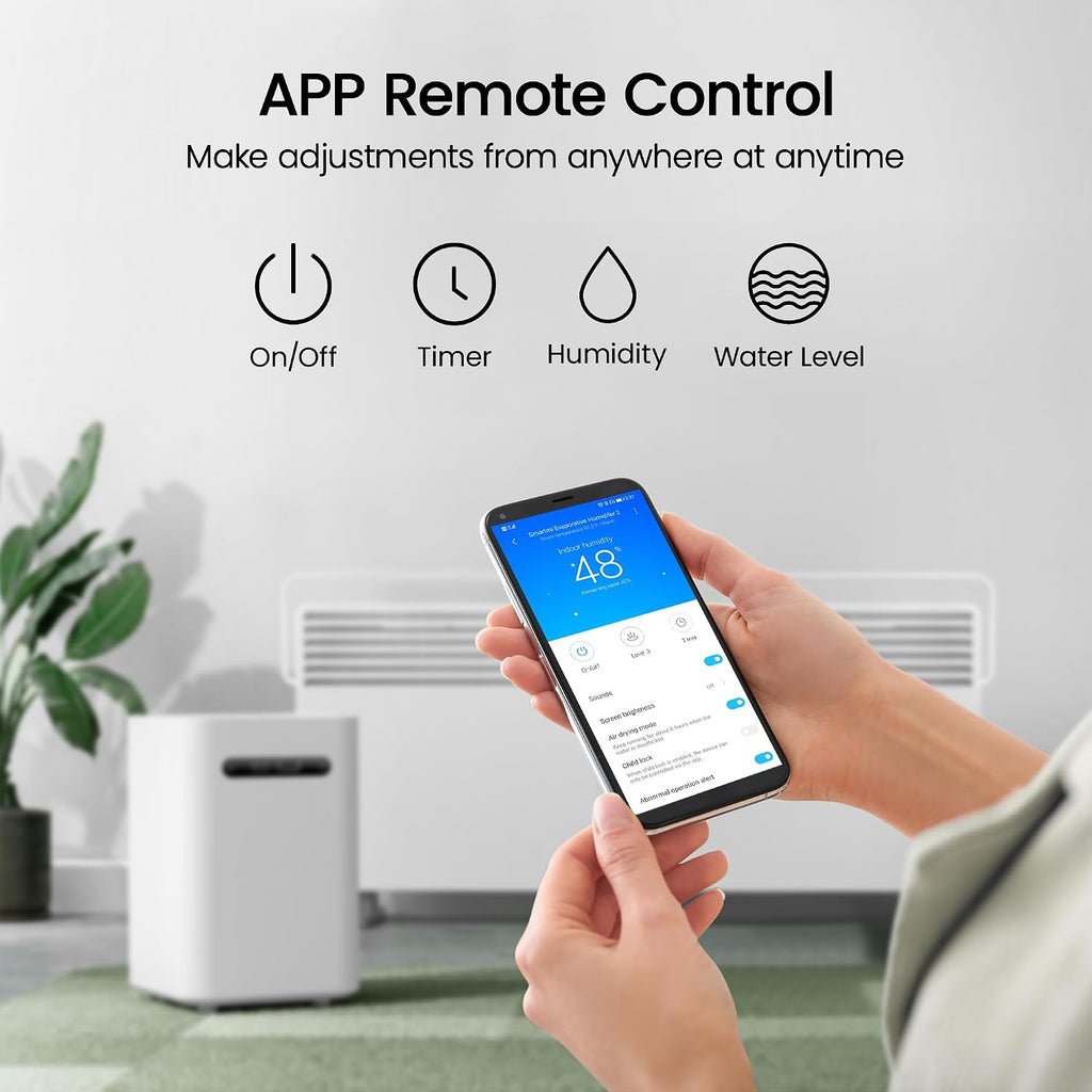 smartmi Evaporative Humidifiers, Cool No Mist Humidifiers for Bedroom, Air Humidifiers for Baby, 4L Top Fill, Self-Cleaning, Quiet, Smart APP Control, Auto Shutoff, Air-drying, Shockproof White