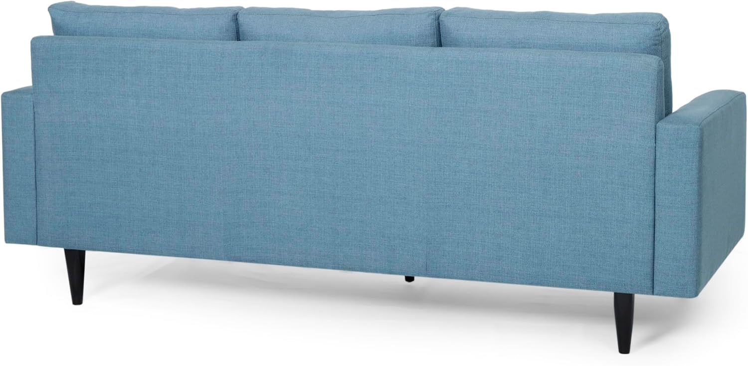 Christopher Knight Home Jenby Modern 3-Seater Sofa, Tufted Waffle Stitch Fabric Couch with Rubberwood Tapered Legs, Modern Living Room Sofa Couch for Family & Guests, Blue
