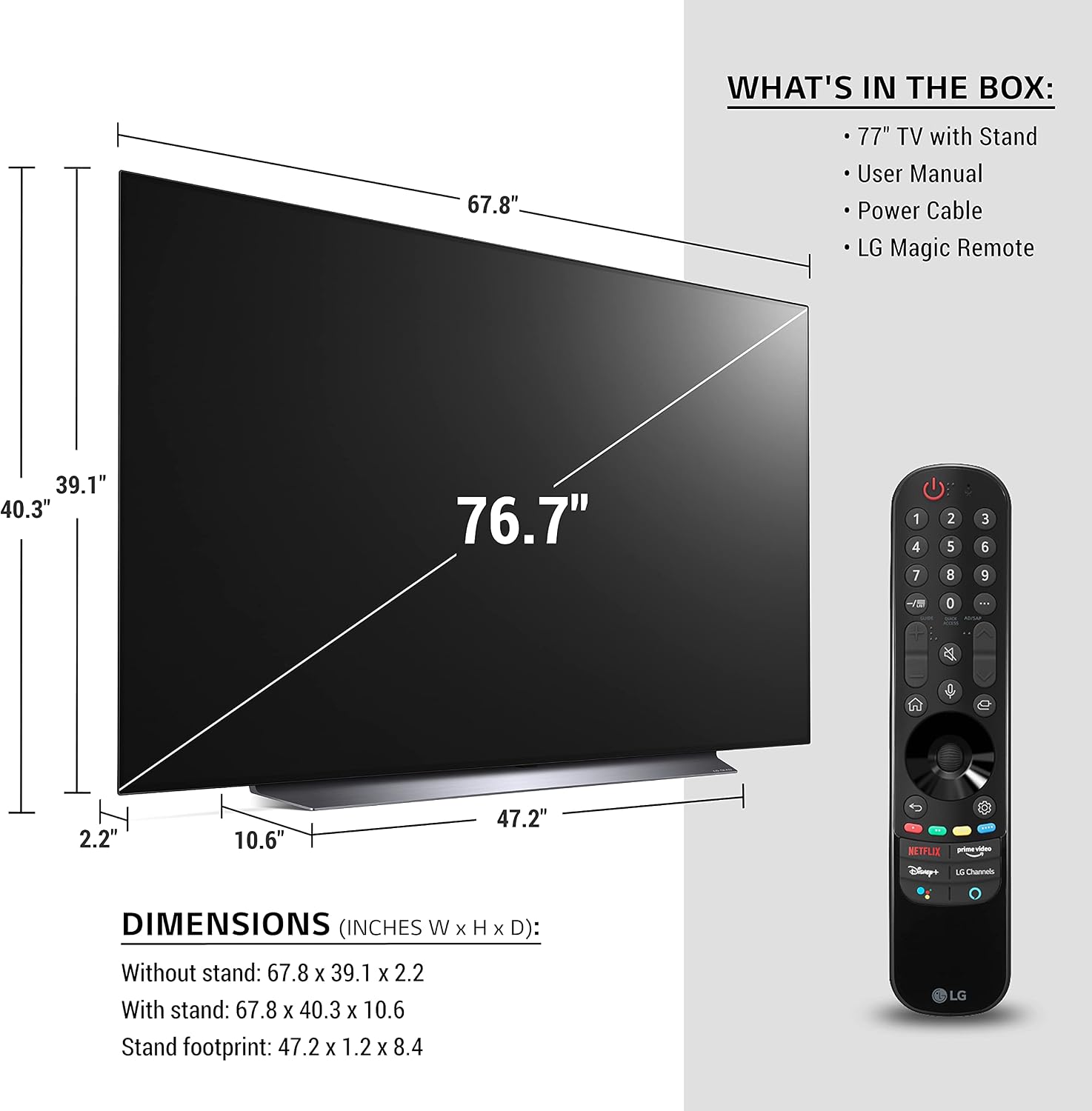 LG OLED C1 Series 77' Alexa Built-in 4k Smart TV (3840 x 2160), 120Hz Refresh Rate, AI-Powered 4K, Dolby Cinema, WiSA Ready, Gaming Mode (OLED77C1PUB, 2021)